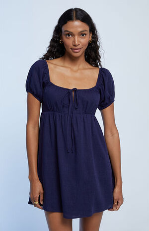 Tie Front Linen Mini Dress image number 1