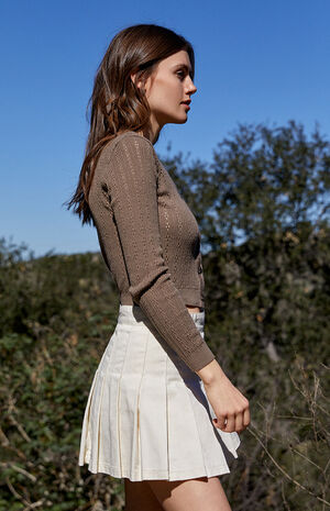 Brown Shannon Pointelle Cardigan image number 2