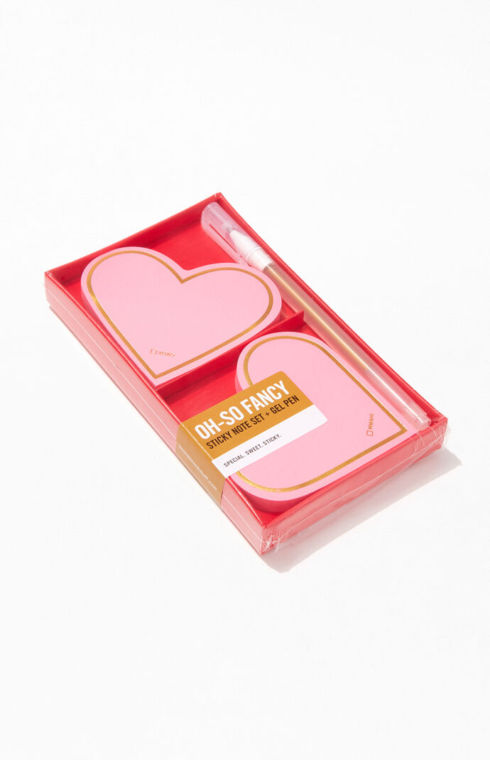 Two Hearts Sticky Notes With Pen