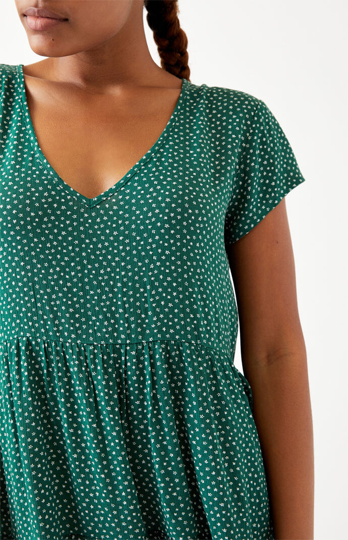 Printed Tiered Babydoll Mini Dress