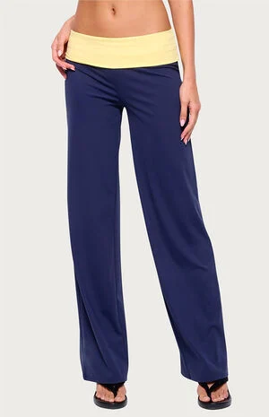 Dayna Contrast Foldover Straight Leg Pants image number 1