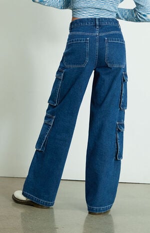 Dark Blue Baggy Cargo Pants image number 4