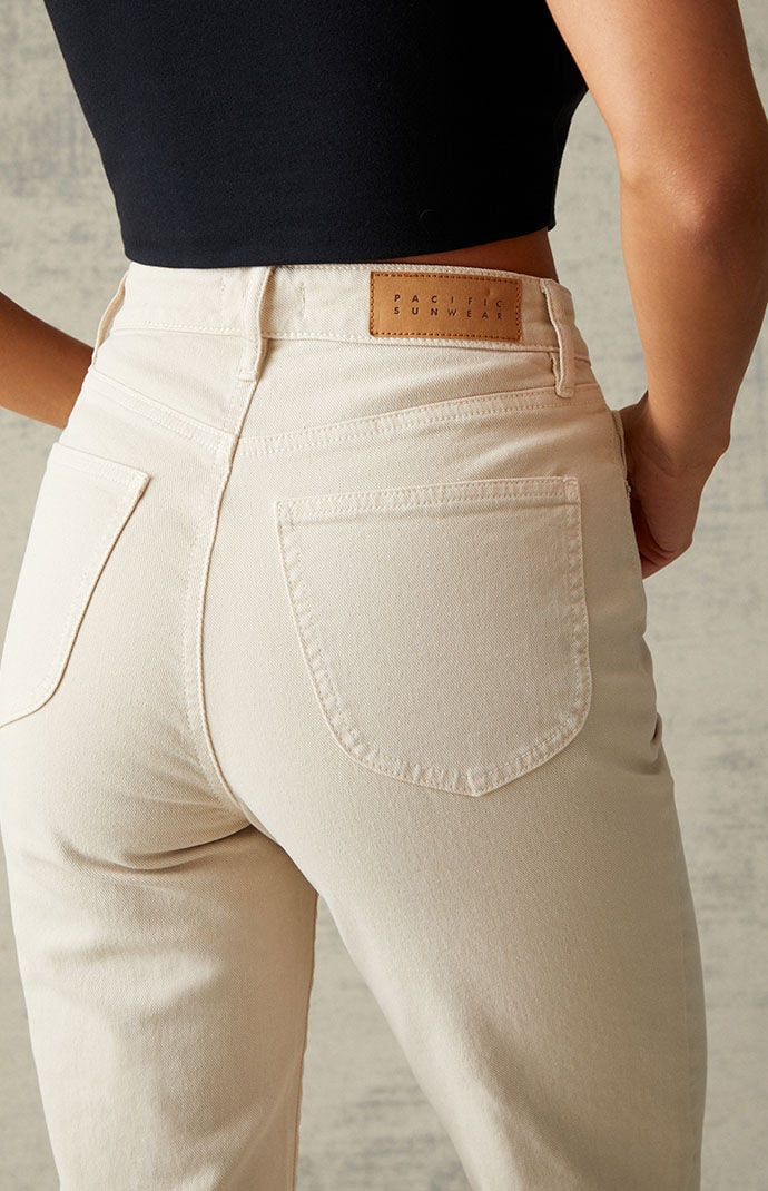 Wide leg hotsell beige jeans