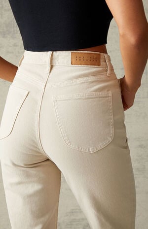 Beige Curve Straight Leg Jeans image number 4