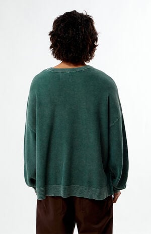 Green Textured Crew Neck Sweater image number 4