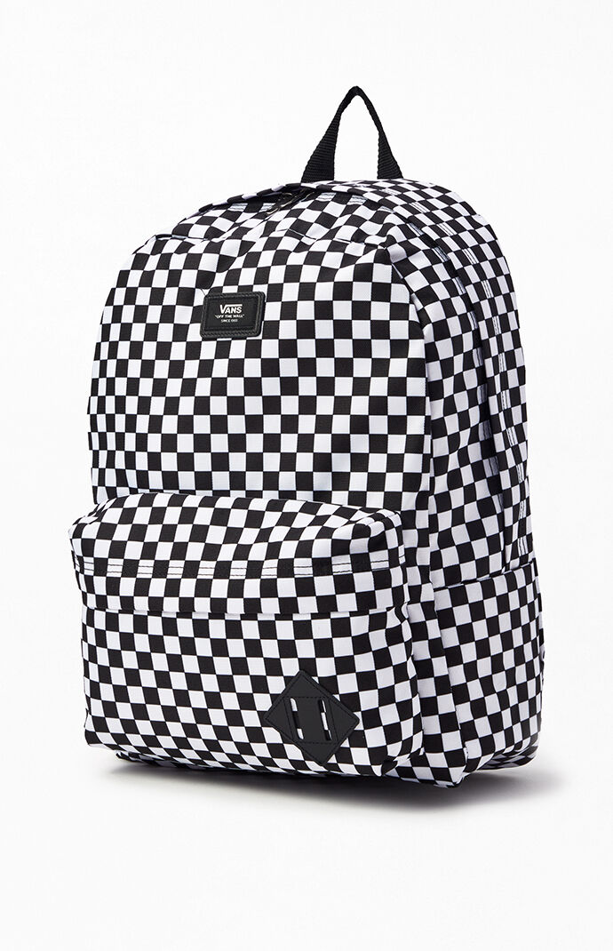 vans backpack black white