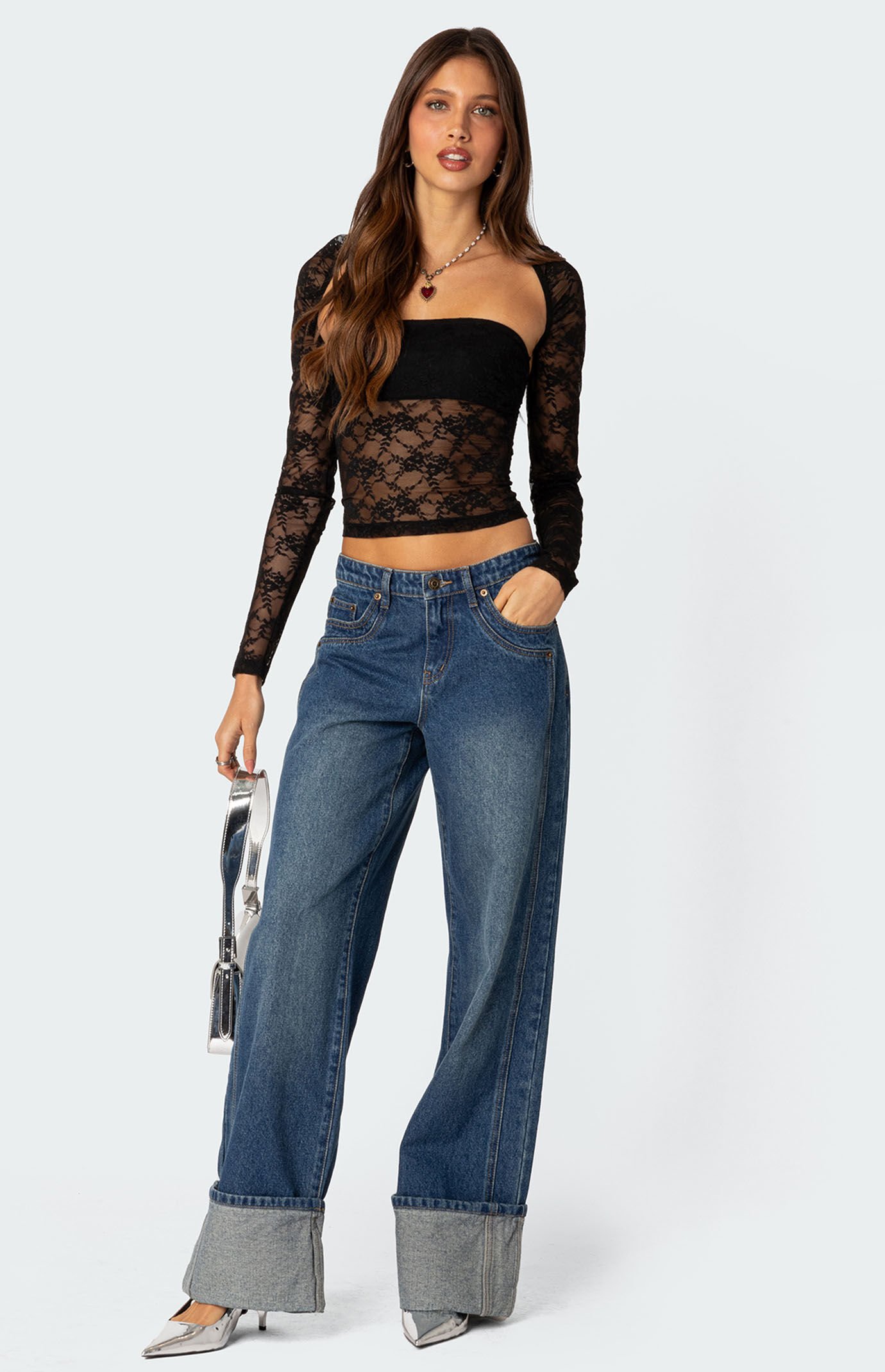 Edikted Vesper Cuffed Low Rise Jeans