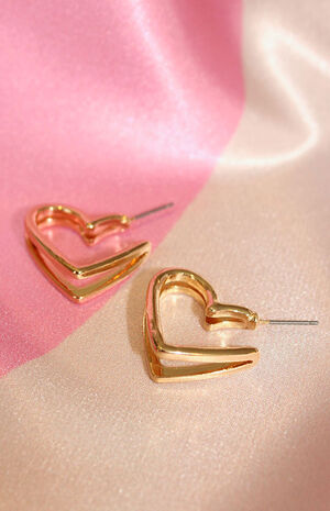 x PacSun Double Heart Hoop Earrings image number 2