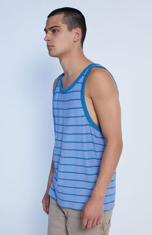 Blue Jacquard Striped Tank Top image number 3