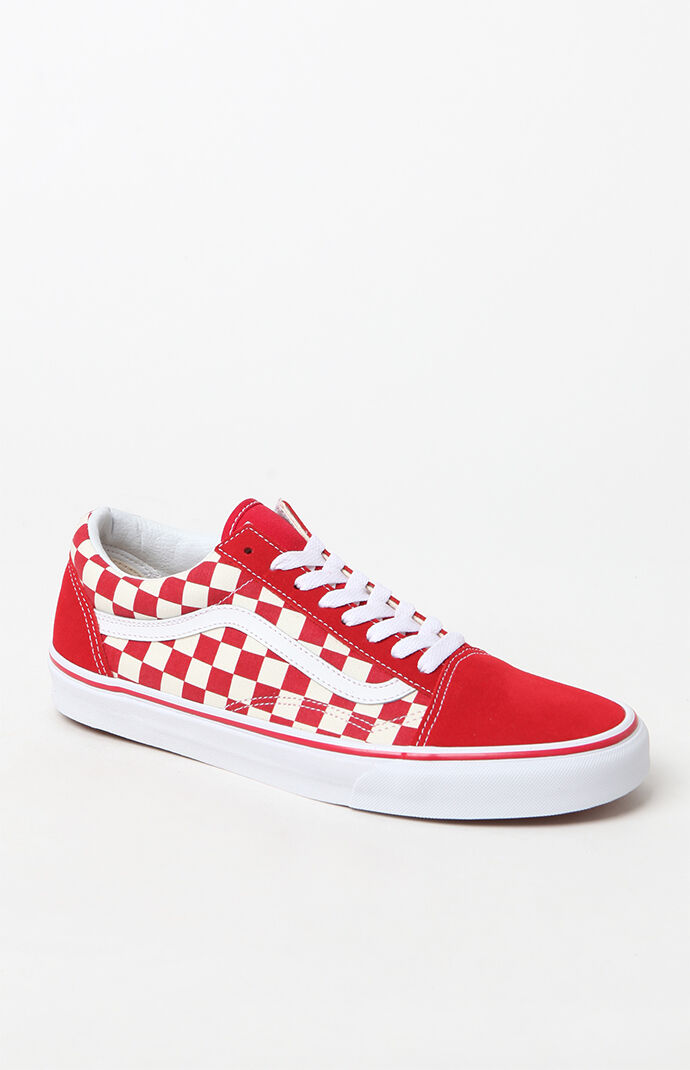 red vans checkered shoes