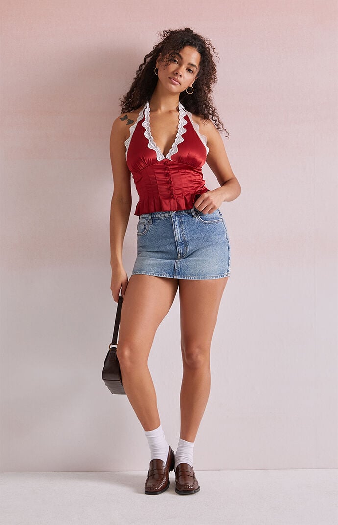 Beverly and Beck Bella Lace Trim Halter Top | Pacsun