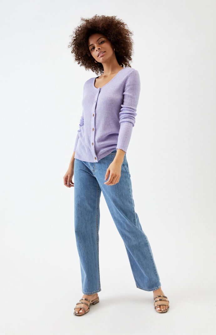Scoop Neck Button Up Sweater
