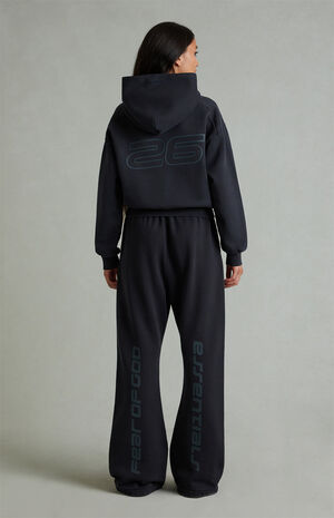 Women's Vintage Black Fleece Flare Sweatpants image number 2