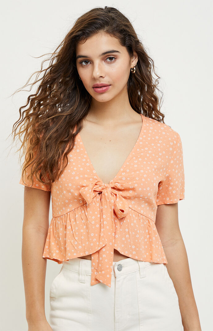 Tie Front Woven Top