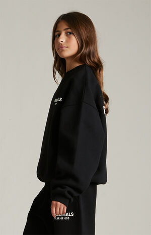 Kids Black Fleece Crew Neck Sweatshirt image number 3