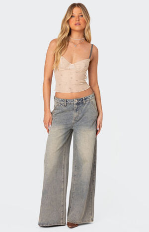 Nicola Sheer Mesh Printed Bra Top image number 4