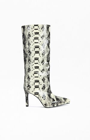 Women's Barely Whitesnake Stiletto Boots image number 1
