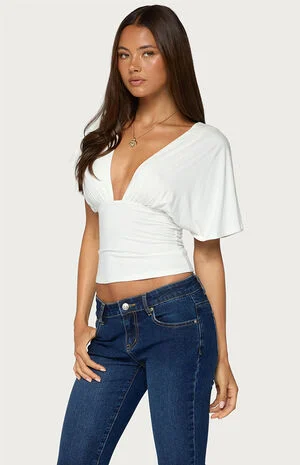 Betee Cinched Plunge Neck Top image number 2