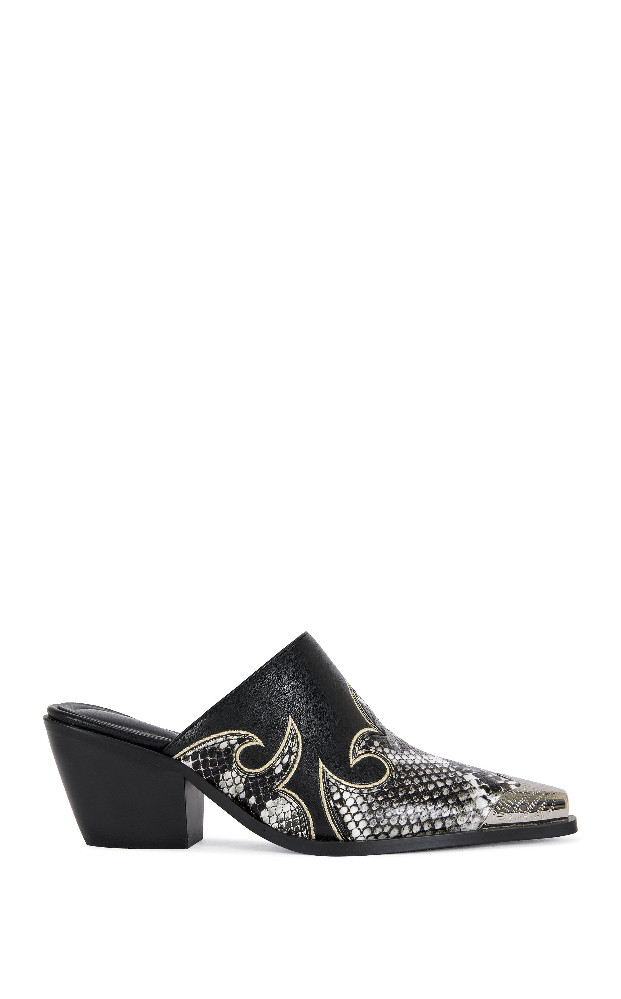 AZALEA WANG Women's Cecily Black Western Mules