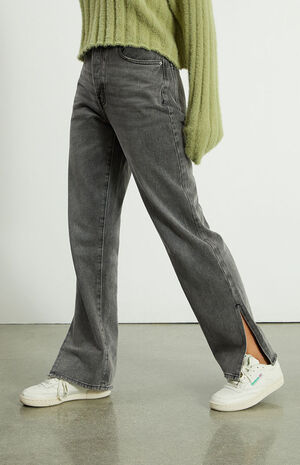 Gray Slit Dad Jeans image number 4