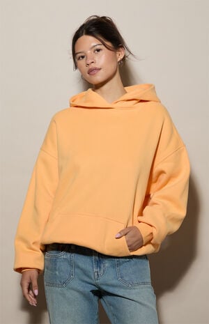 Orange Ultra Soft Fleece Core Washed Pullover Hoodie image number 2