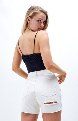 Eco White Girlfriend Denim Shorts image number 3