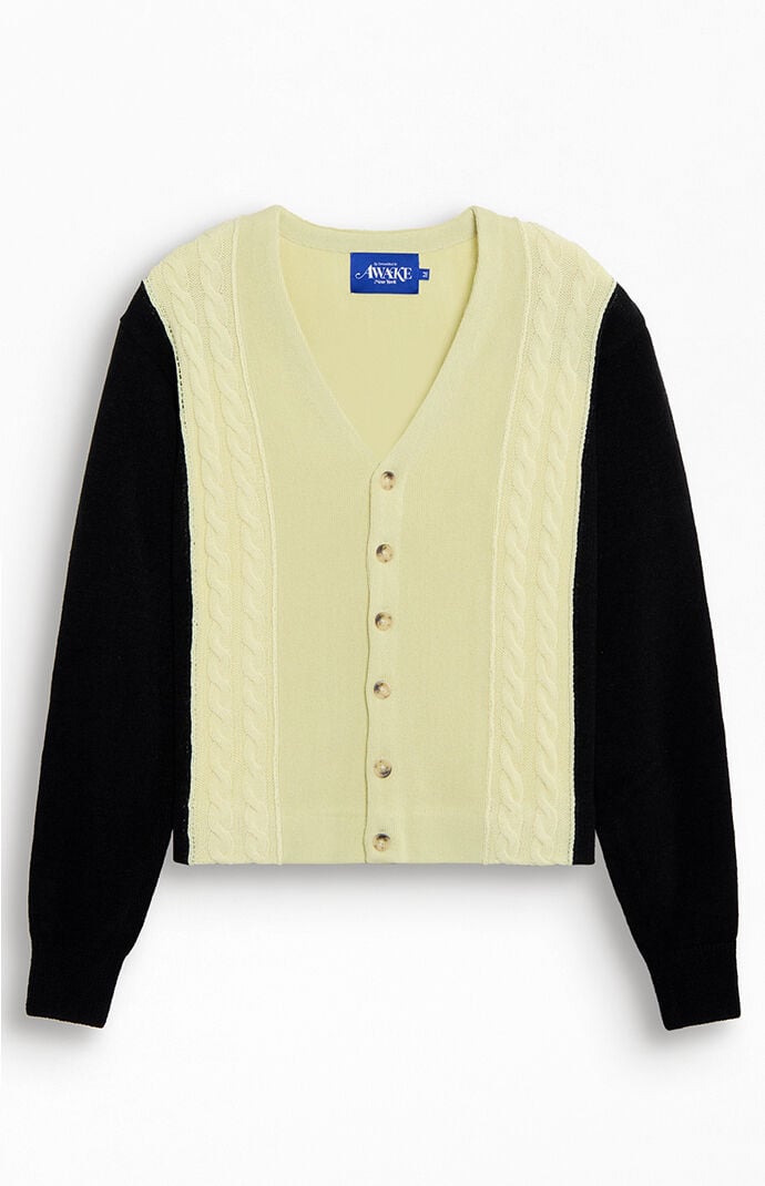 Awake NY Contrast Panel Wool Cardigan