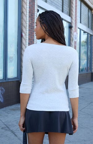 Silver Henley Quarter Sleeve Top image number 3