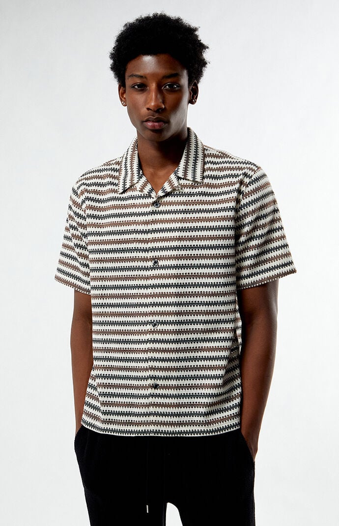 Pacsun Textured Striped Oversized Resort Camp Shirt