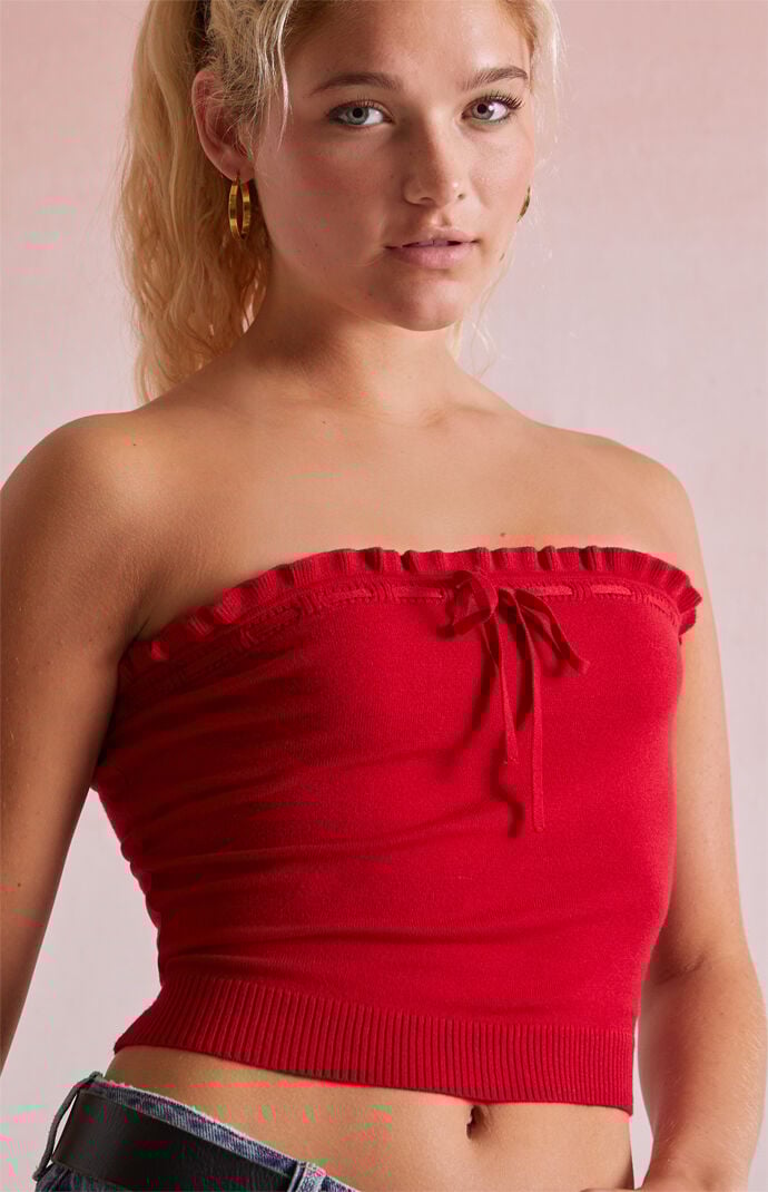 Beverly and Beck Ruffle Edge Tube Top