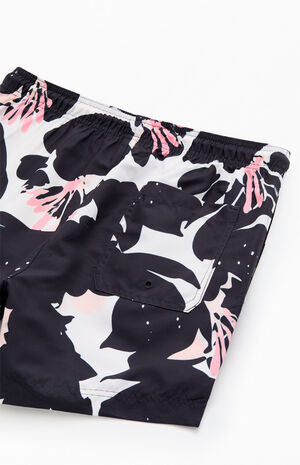 Black Floral Eco 4.5" Swim Trunks image number 4