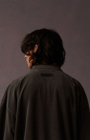 Off Black Terry Cloth Short Sleeve Polo Shirt image number 5