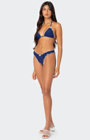 Golden Ruffle Edge Triangle Bikini Top image number 4