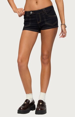 Quinne Contrast Stitch Denim Shorts image number 1