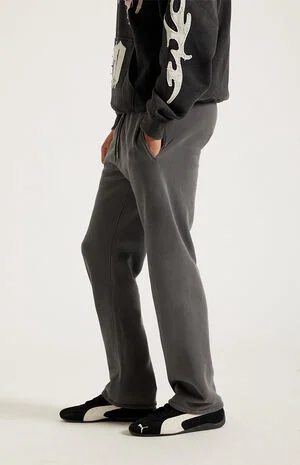 Washed Black Straight Leg Sweatpants image number 3