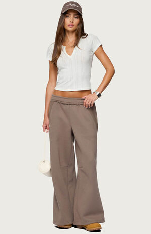 Semi Sheer Ribbed V Neck T-Shirt image number 5