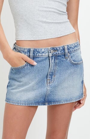 Piper Stretch Medium Blue Jean Micro Mini Skirt image number 2