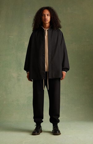 Jet Black Button Down Shirt Jacket image number 5