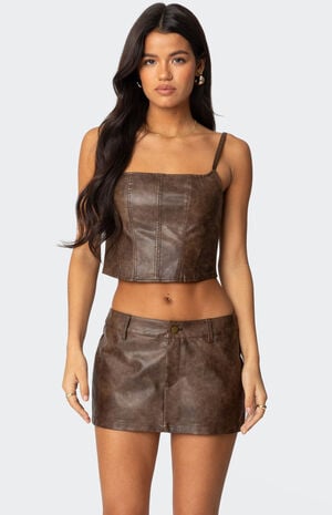 Scout Zip Up Faux Leather Corset image number 1