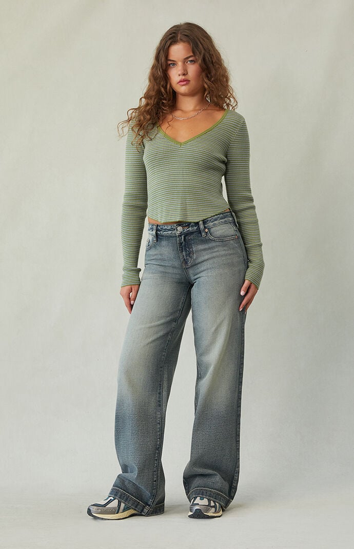 Pacsun Casey Low Rise Baggy Jeans Light Blue Wash