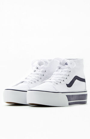 White & Navy Sk8-Hi Tapered Stackform Sneakers image number 2