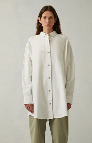 Women's White Oxford Button Down Shirt image number 2