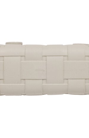 Beige Small Woven Crocssbody Tote Bag image number 7