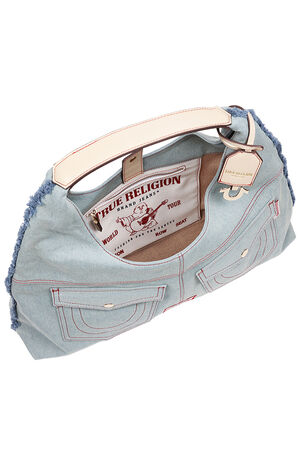 Arden Contrast Stitch Denim Hobo Bag image number 7