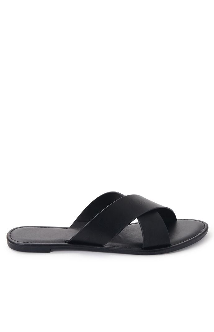 Solid Crisscross Slide Sandals