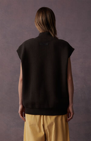 Women's Off Black Mock Neck Vest image number 4