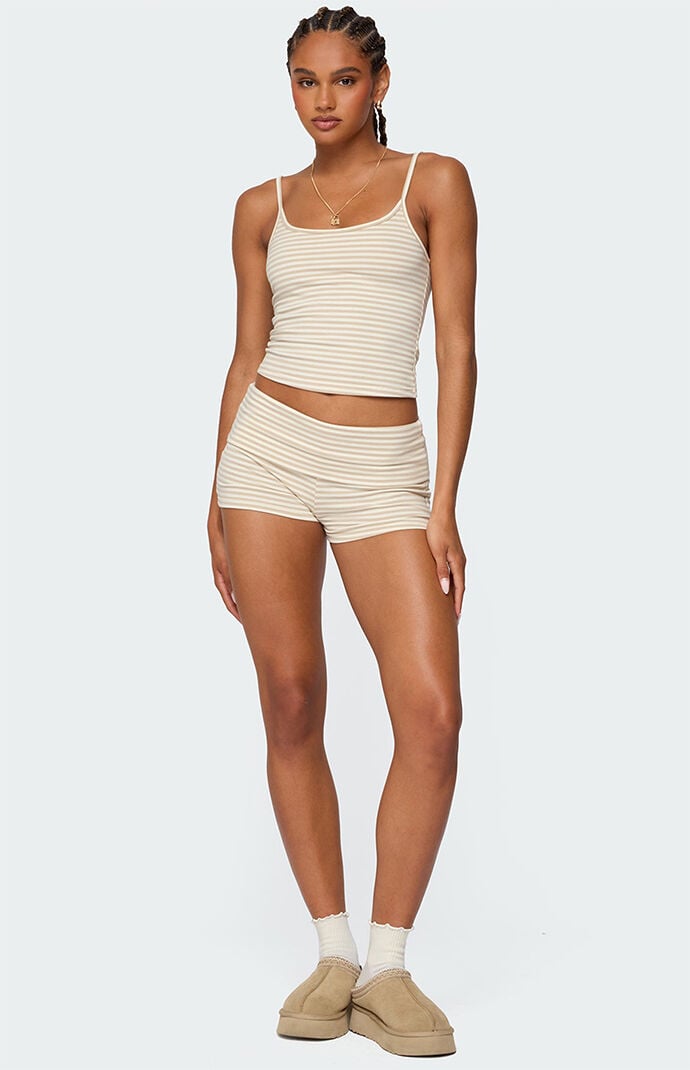 Edikted Kodi Striped Fold Over Shorts