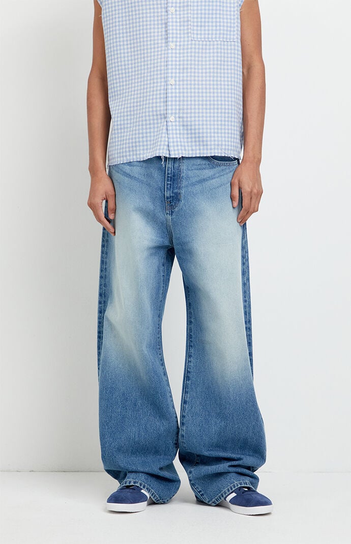 Pacsun Blake Extreme Baggy Jeans CA Embroidered Medium Blue