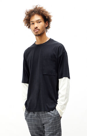 PacSun Duo Layered Long Sleeve Pocket T-Shirt