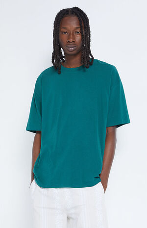 Forest Green Solid Oversized Boxy T-Shirt image number 1
